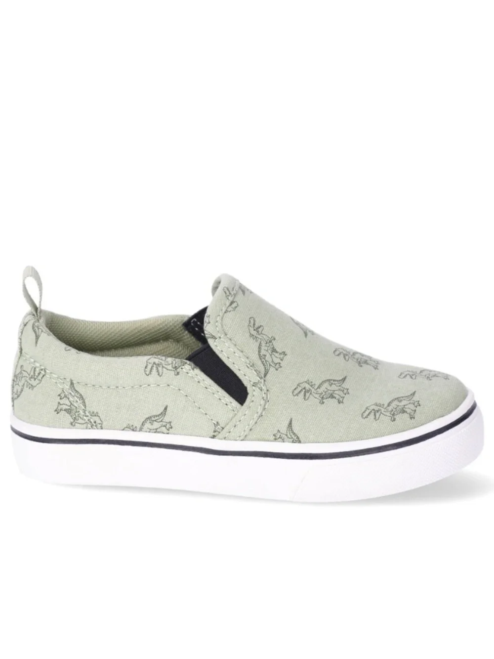 WN Boys Dinosaur Green Slip-On Canvas Sneakers Size 12T NWT